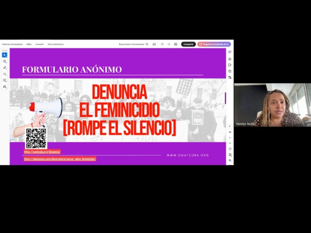 Presentación de informe anual de feminicidios en Cuba 2025 - septiembre de 2026